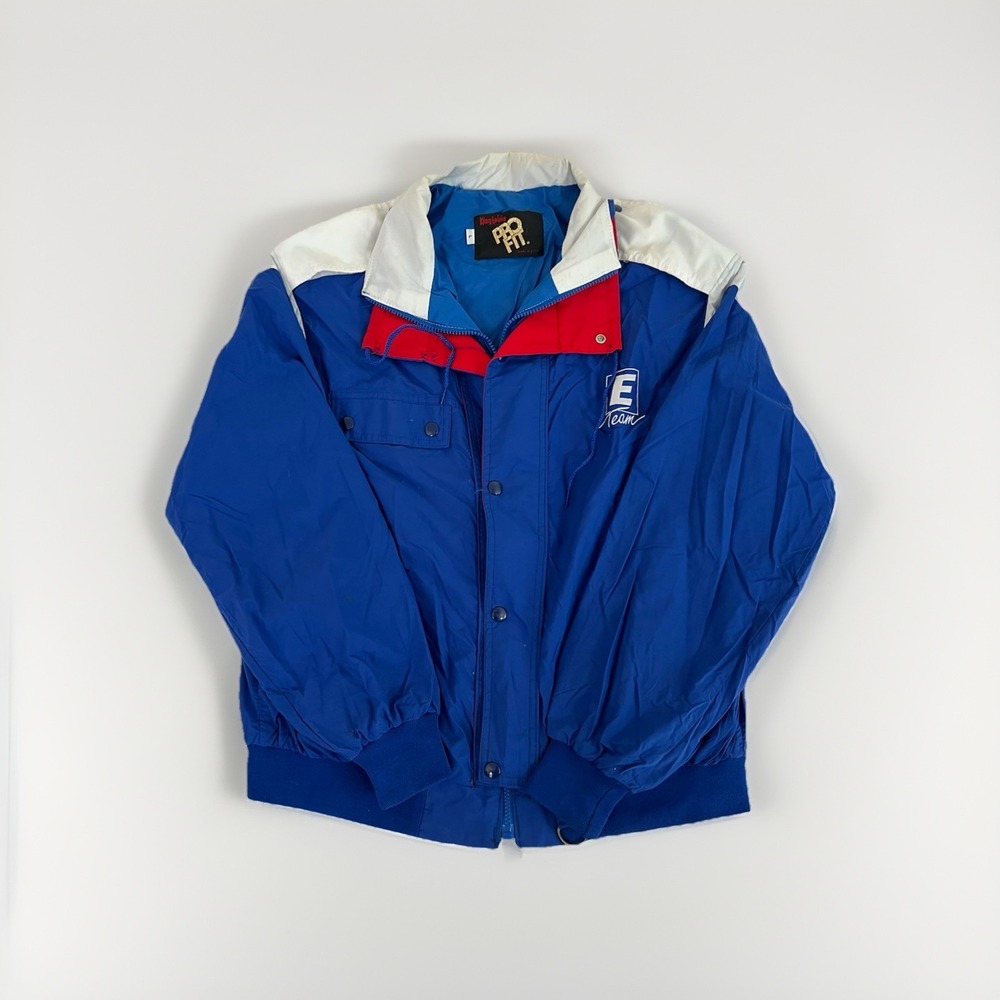 Vintage King Louie Pro Fit E Team Jacket Mens Large Blue USA Made Lined 1980s